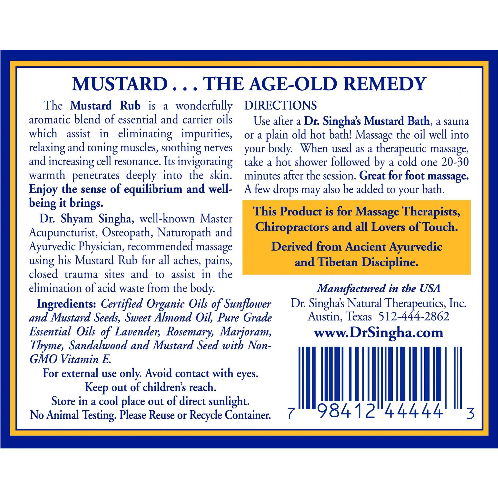 Dr. Singha's Mustard Rub (4 fl oz) #16531 - Image 3