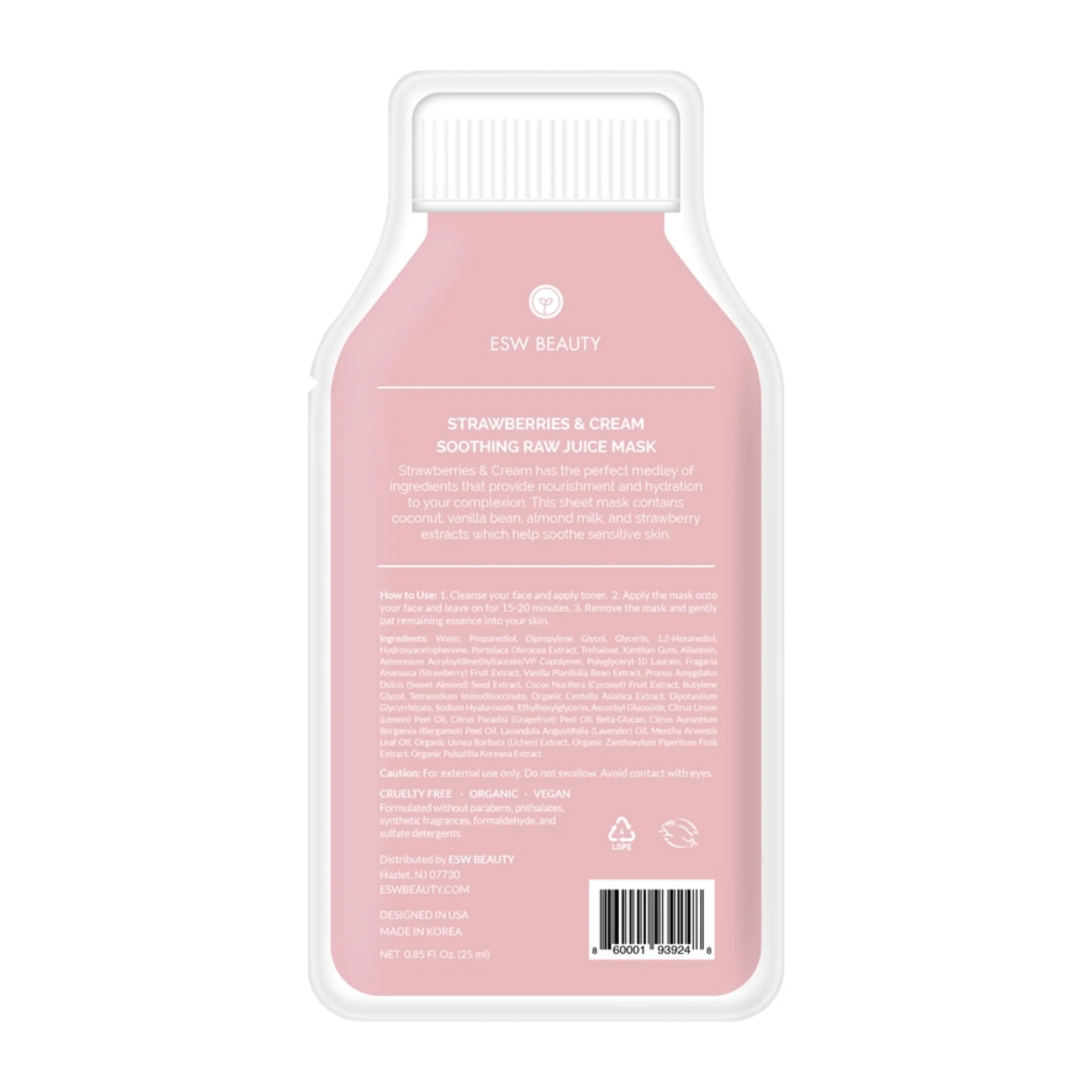 ESW Beauty Strawberries and Cream Soothing Raw Juice Sheet Mask (1 count) #10089455 - Image 2