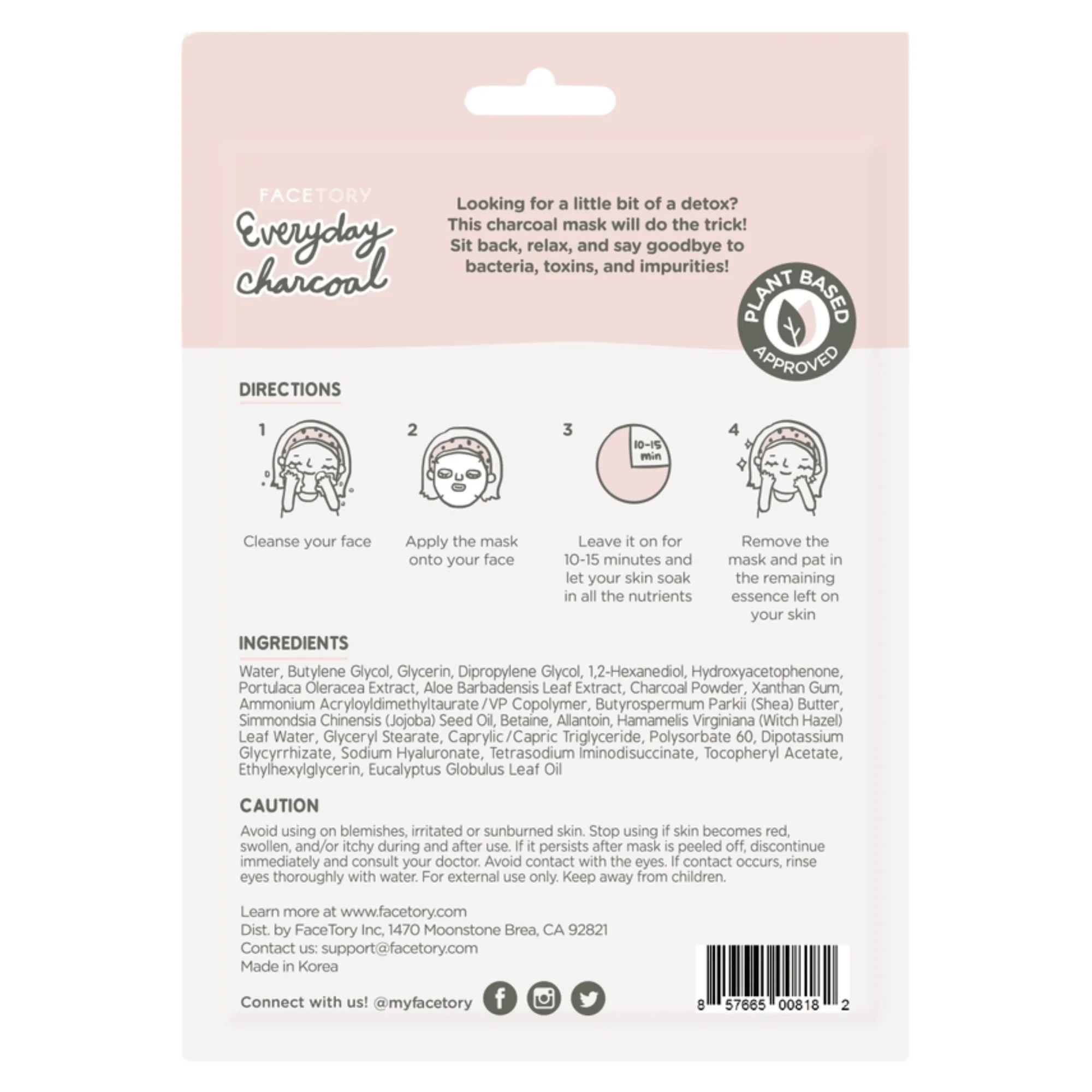 Facetory Everyday Charcoal Detoxifying Sheet Facial Mask (1 count) #10089444 - Image 2