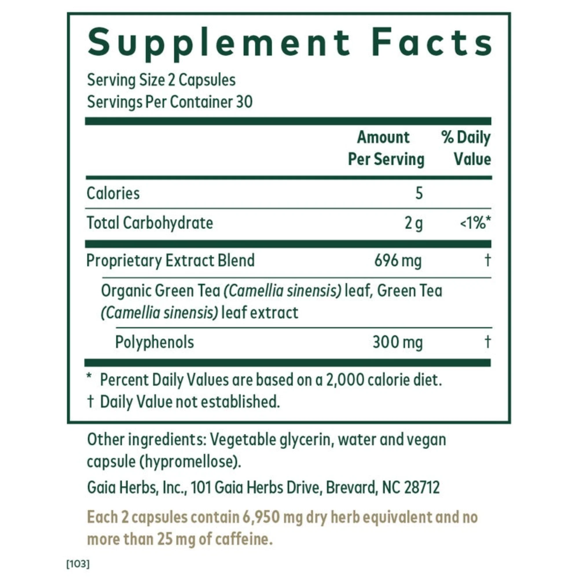 Gaia Green Tea Extract Capsules (60 ct) #10089305 - Image 2