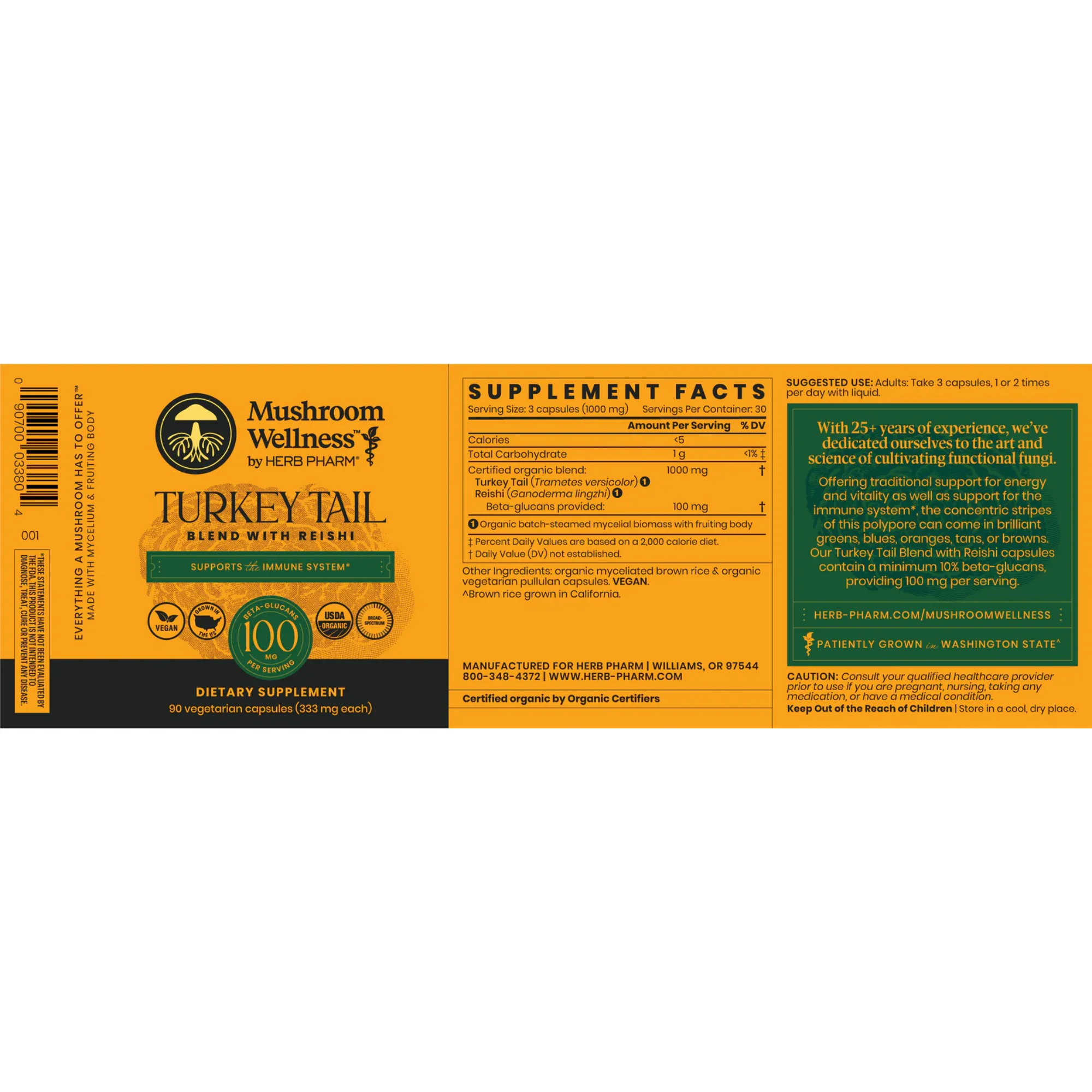 Herb Pharm Turkey Tail Blend Capsules (90 count) #10089706 - Image 2