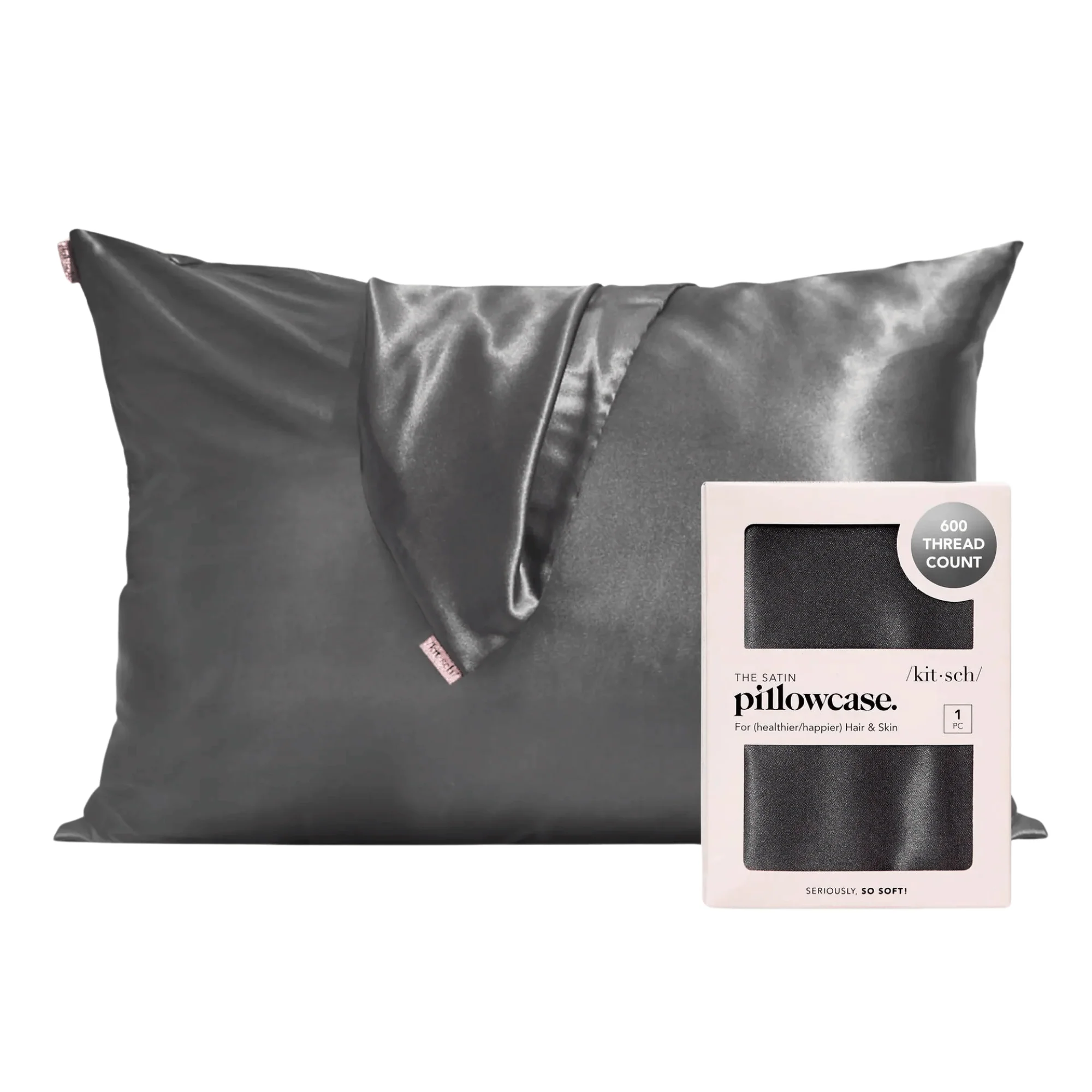 kitsch Charcoal Satin Pillowcase #10087433 - Image 2