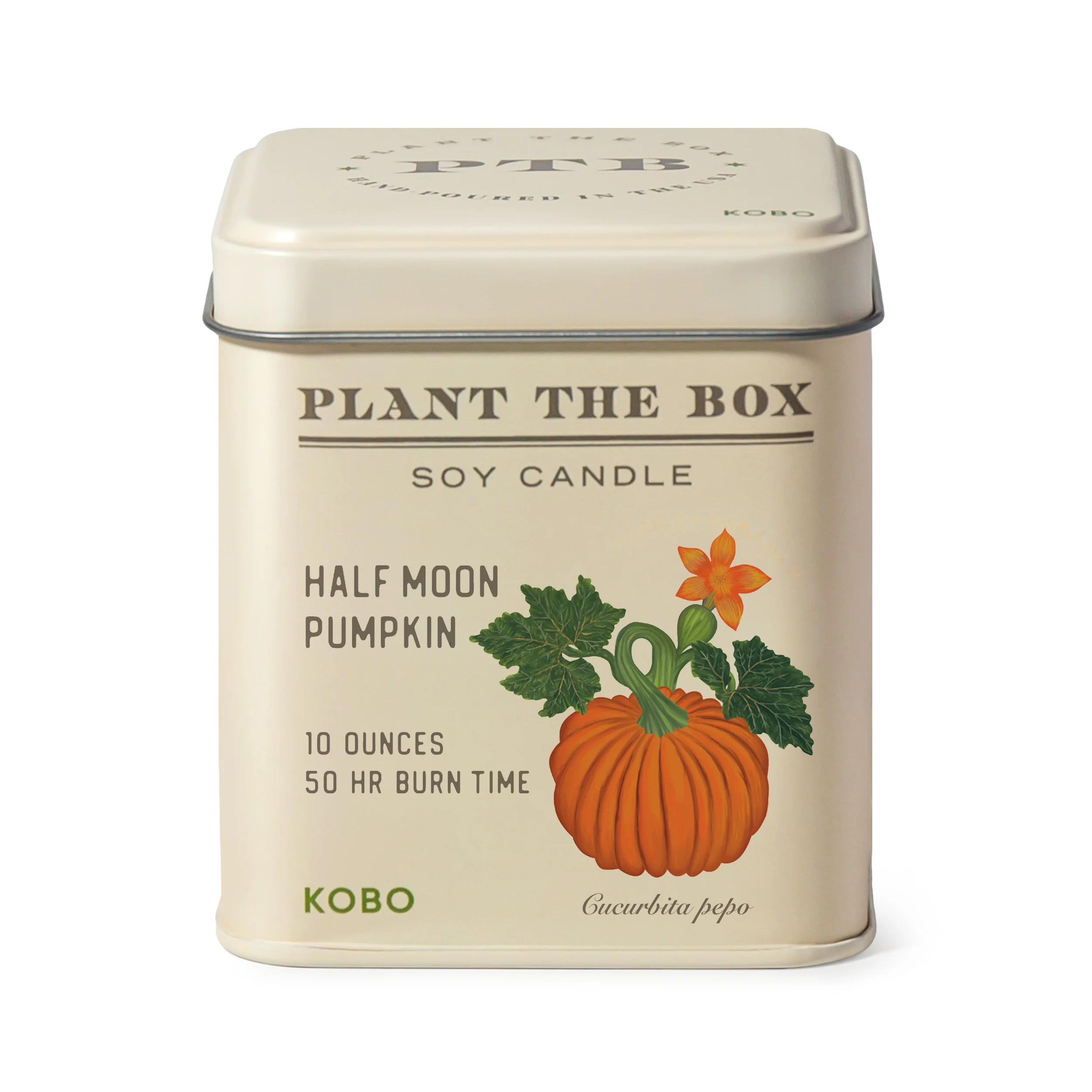 KOBO Plant the Box Half Moon Pumpkin Tin Candle (10 oz) #10092155