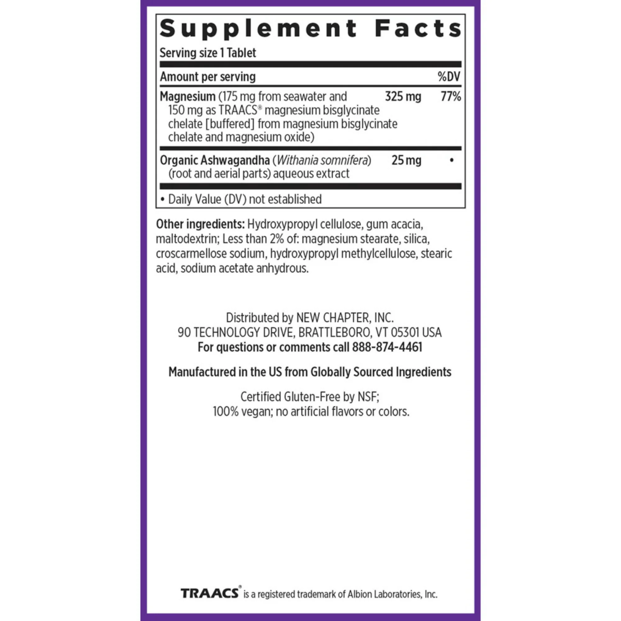 New Chapter Magnesium + Ashwagandha (60 count) #10090919 - Image 3