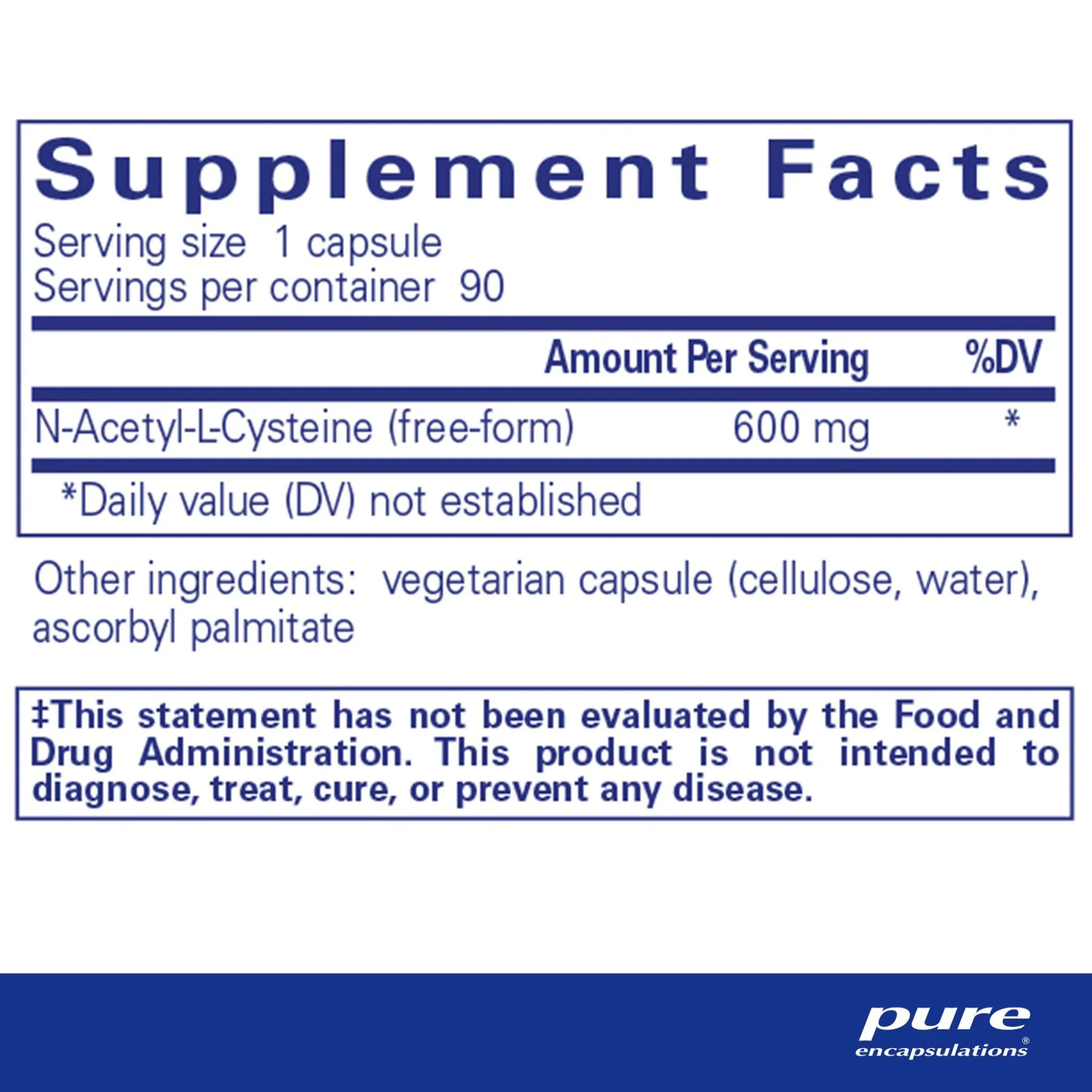 Pure Encapsulations NAC (N-Acetyl-l-Cysteine) 600 mg Capsules (90 count) #10085804 - Image 2