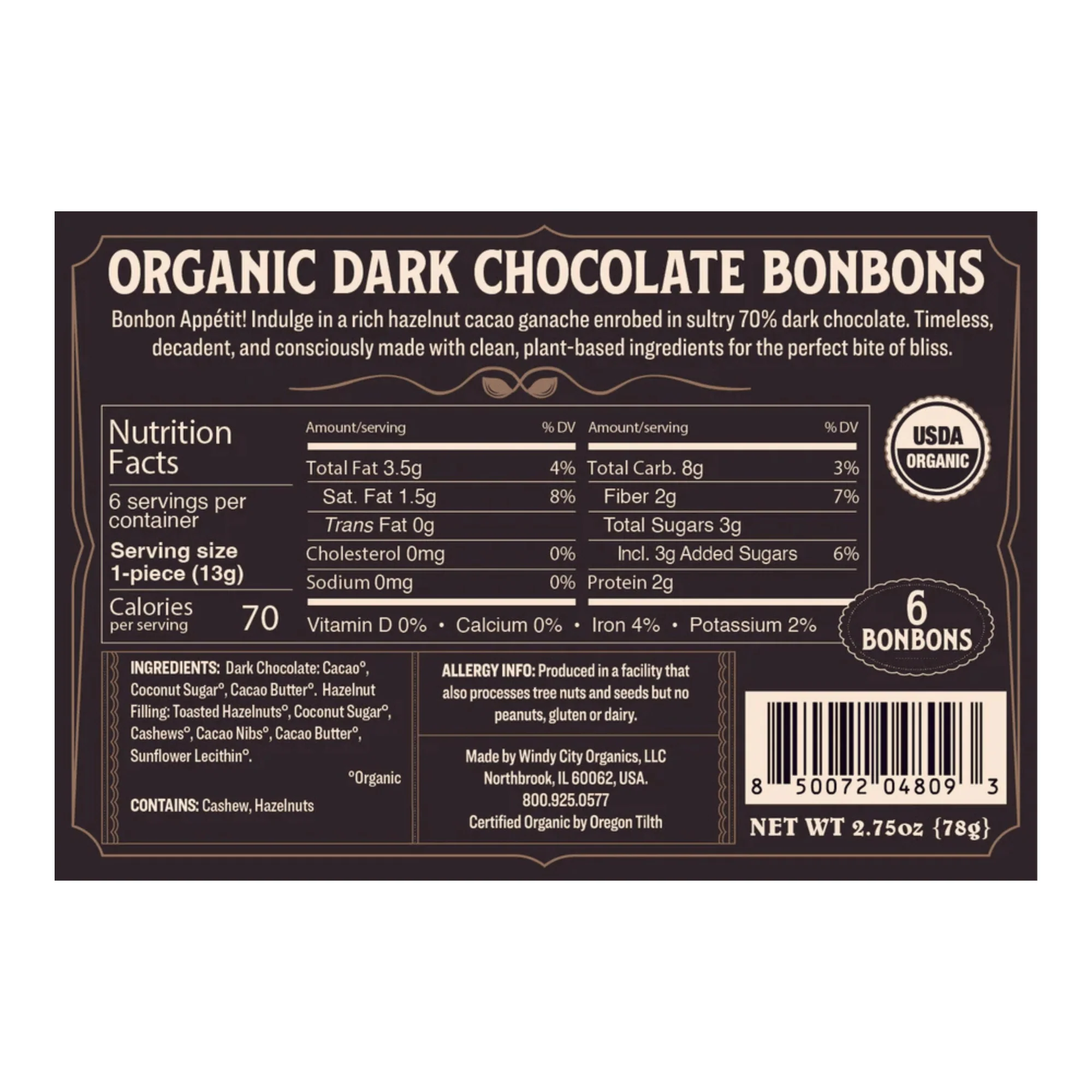 Rawmio Premium 70% Dark Chocolate Bonbons (6 piece) #10091152 - Image 5