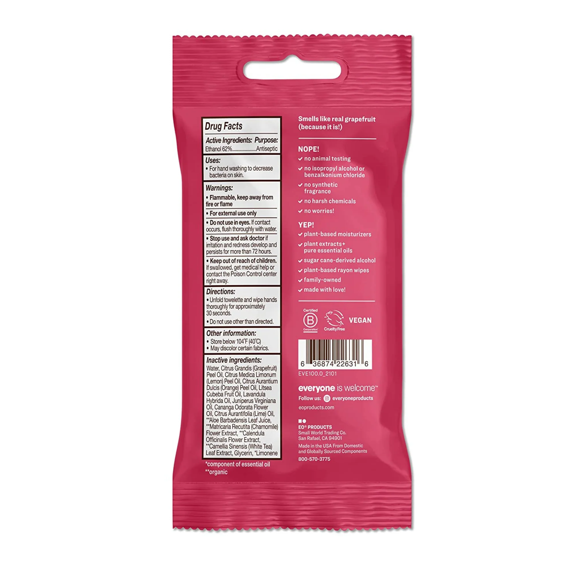 Ruby Grapefruit Everyone Hand Sanitizer Wipes (15 count) #10084652 - Image 2