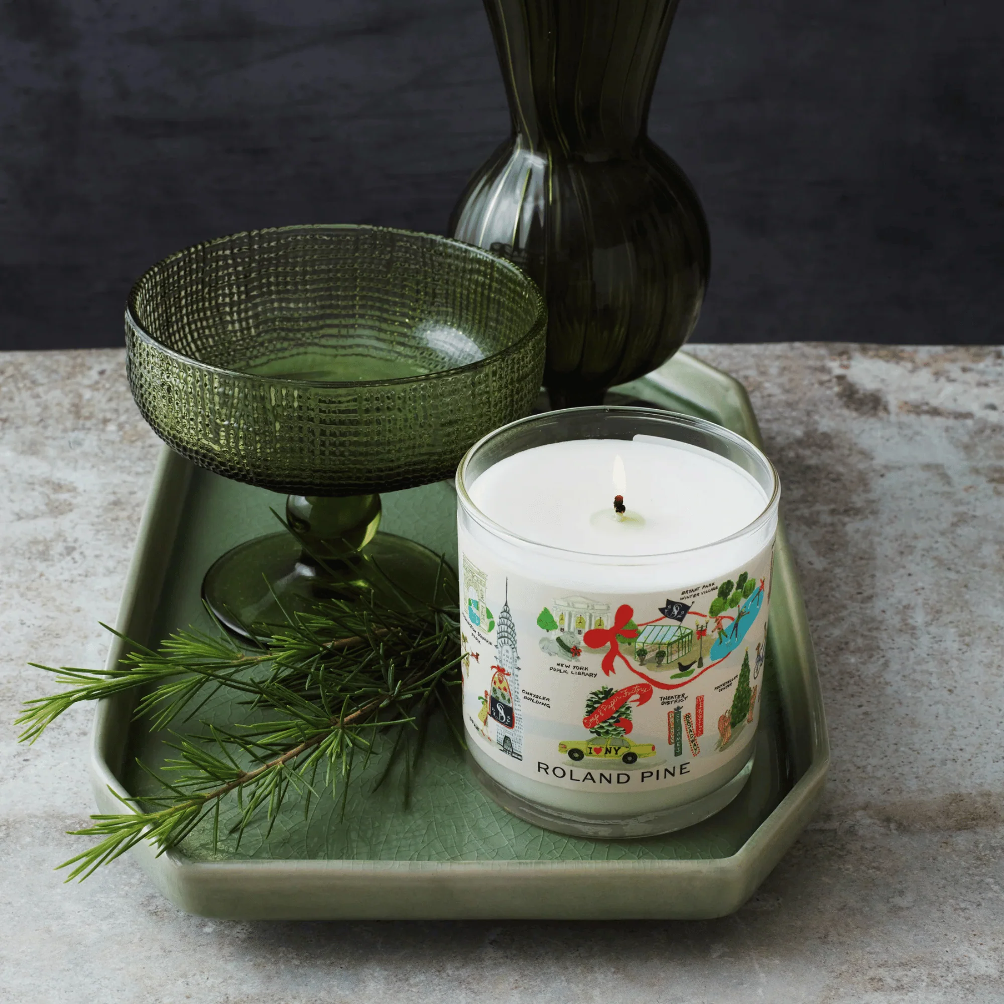 Soap & Paper Factory Holiday in New York Roland Pine Glass Candle (9.5 oz) #10090684 - Image 4