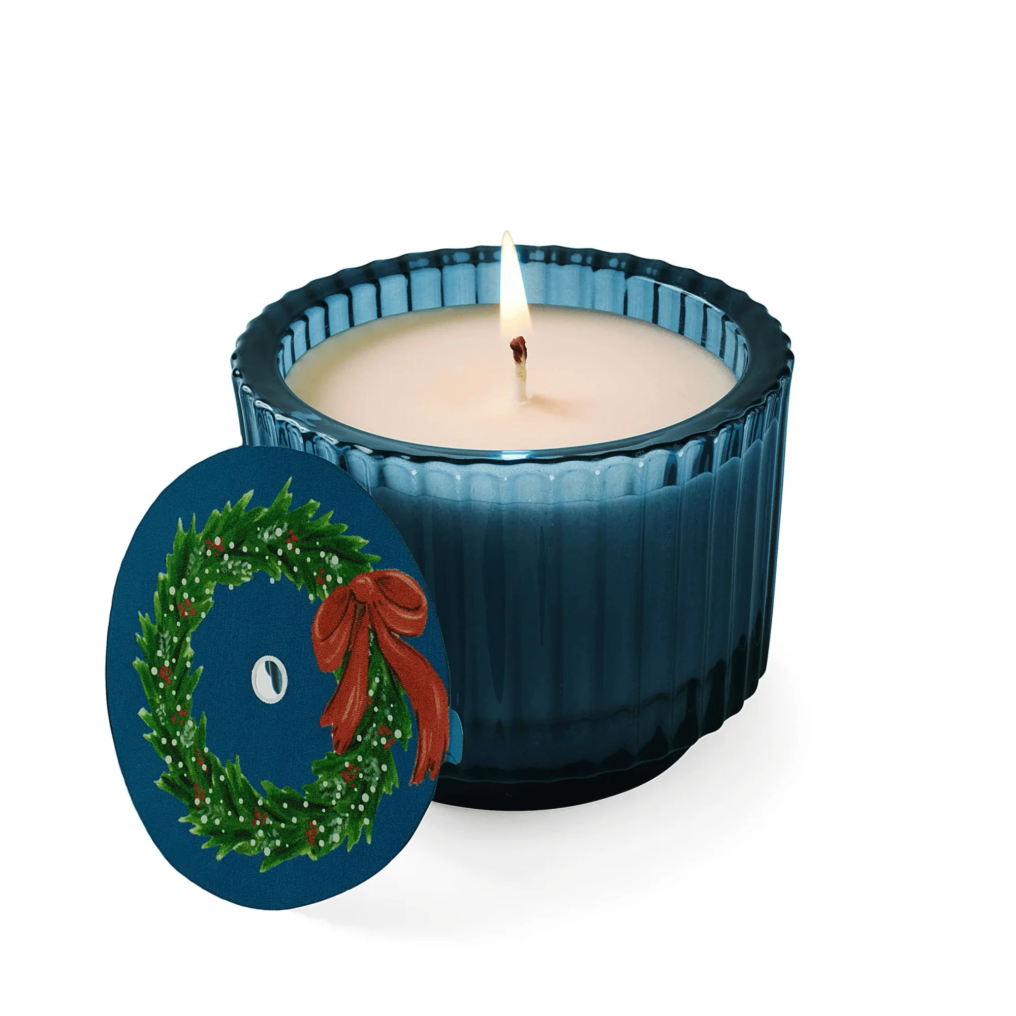 Soap & Paper Factory Home for the Holidays Roland Pine Blue Ribbed Candle (6 oz) #10090681 - Image 3