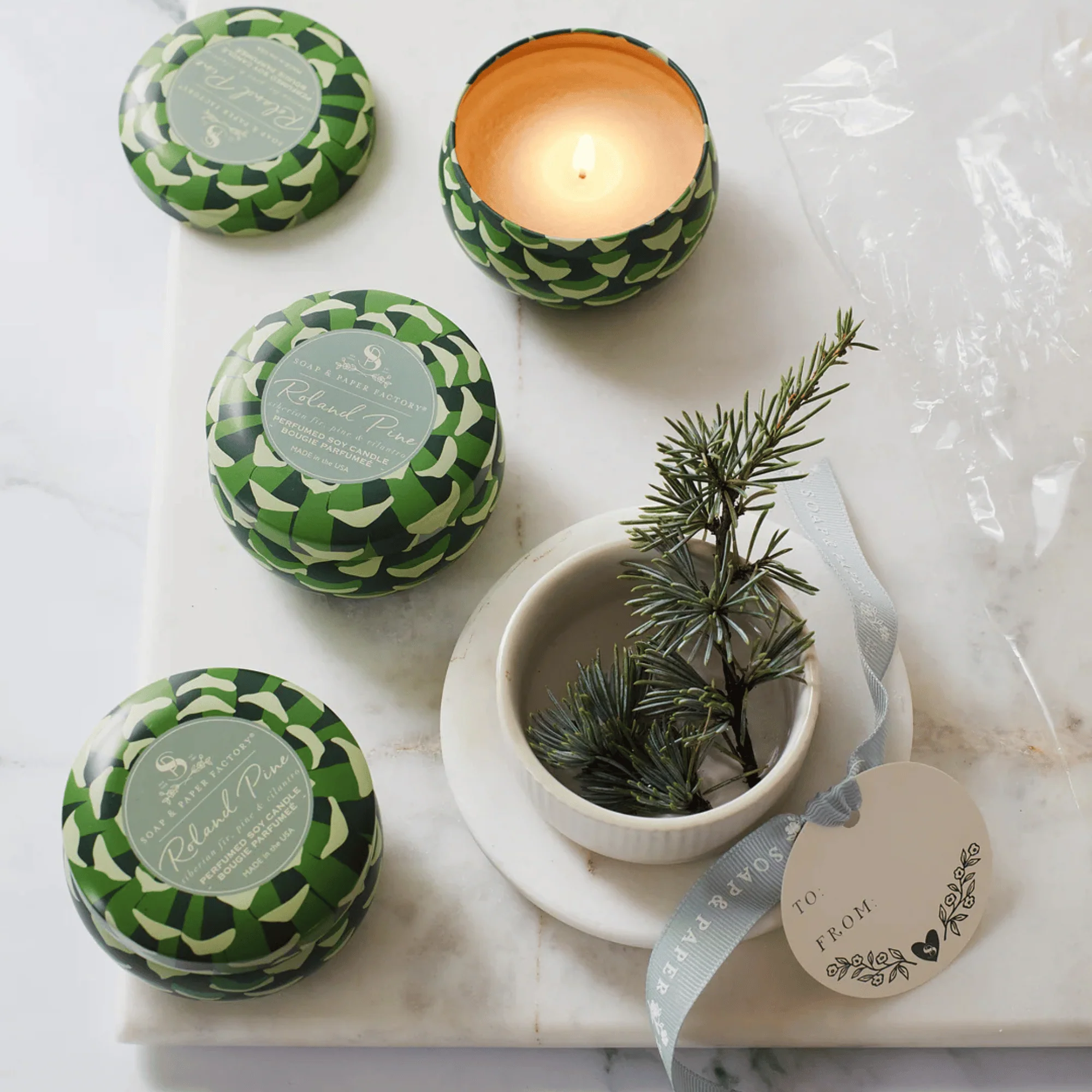Soap & Paper Factory Roland Pine 3 oz Small Tin Soy Candle Trio #10084214 - Image 3