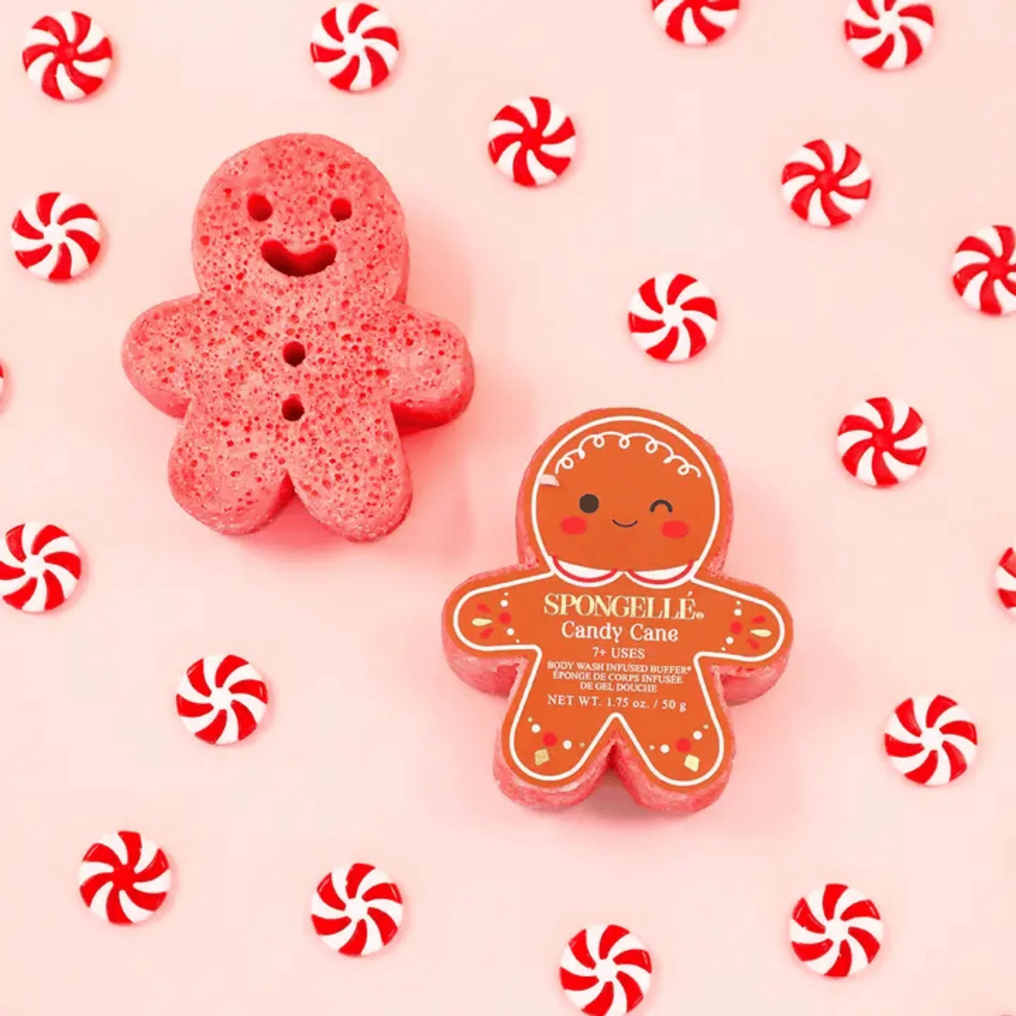 Spongelle Candy Cane Scented Gingerbread Man Buffer (1.7 oz) #10090475 - Image 2